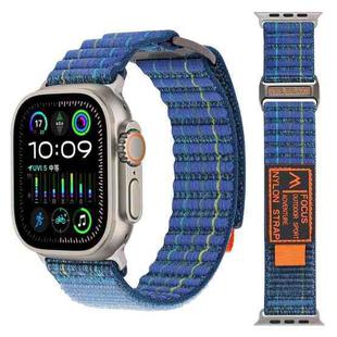 For Apple Watch Series 8 41mm Two Sections Nylon Hook and Loop Fastener Watch Band(Scuba Blue)