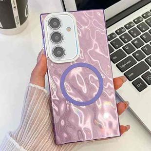 For Samsung Galaxy A15 5G Plating Texture MagSafe TPU Phone Case with Glitter Lens Film(Purple Wrinkles)
