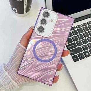 For Samsung Galaxy A25 5G Plating Texture MagSafe TPU Phone Case with Glitter Lens Film(Purple Water Ripples)