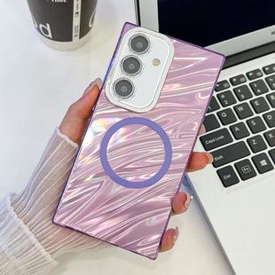 For Samsung Galaxy A54 5G Plating Texture MagSafe TPU Phone Case with Glitter Lens Film(Purple Water Ripples)