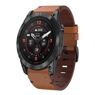 For Garmin Epix Pro 42mm Leather Steel Buckle 20mm Watch Band(Brown)