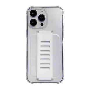 For iPhone 16 Pro Max Transparent Wristband Shockproof TPU Phone Case(white)