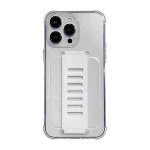 For iPhone 16 Plus Transparent Wristband Shockproof TPU Phone Case(white)