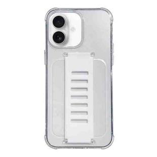 For iPhone 16 Transparent Wristband Shockproof TPU Phone Case(white)