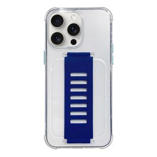 For iPhone 15 Pro Max Transparent Wristband Shockproof TPU Phone Case(Blue)