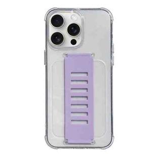 For iPhone 15 Pro Max Transparent Wristband Shockproof TPU Phone Case(Purple)