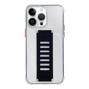 For iPhone 13 Pro Transparent Wristband Shockproof TPU Phone Case(Black)