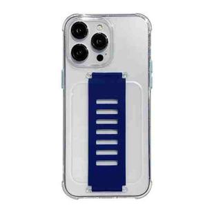 For iPhone 12 Pro Max Transparent Wristband Shockproof TPU Phone Case(Blue)