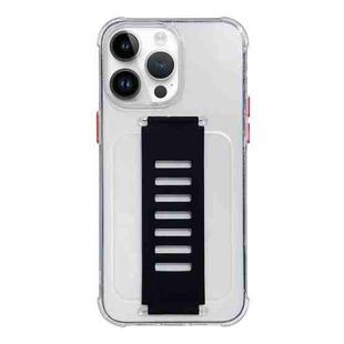 For iPhone 12 Pro Transparent Wristband Shockproof TPU Phone Case(Black)