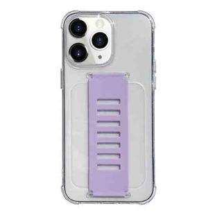 For iPhone 11 Pro Max Transparent Wristband Shockproof TPU Phone Case(Purple)