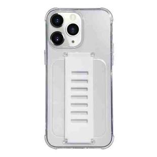 For iPhone 11 Pro Max Transparent Wristband Shockproof TPU Phone Case(white)