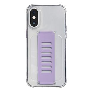 For iPhone X / XS Transparent Wristband Shockproof TPU Phone Case(Purple)