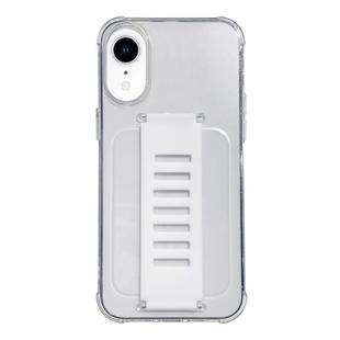 For iPhone XR Transparent Wristband Shockproof TPU Phone Case(white)