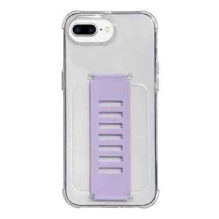 For iPhone 7 Plus / 8 Plus Transparent Wristband Shockproof TPU Phone Case(Purple)