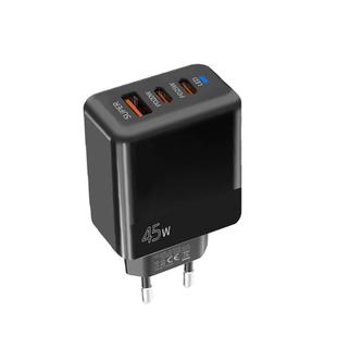 45W PD3.0 / PPS Type-C + QC3.0 USB Fully Compatible Protocol Charger, EU Plug(Black)