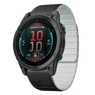 For Garmin Fenix E 47mm Dual Color Magnetic Quick Release 22mm Silicone Watch Band(Black+Gray)