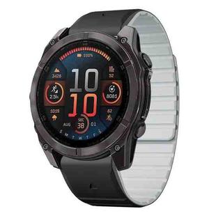 For Garmin Fenix 8 AMOLED 47mm Dual Color Magnetic Quick Release 22mm Silicone Watch Band(Black+Gray)