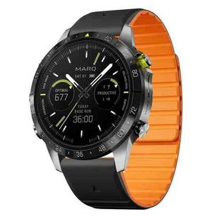 For Garmin MARQ Gen 2 Dual Color Magnetic Quick Release 22mm Silicone Watch Band(Black+Orange)