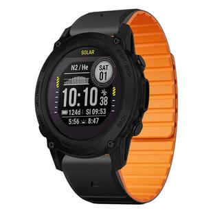 For Garmin Descent G1 Dual Color Magnetic Quick Release 22mm Silicone Watch Band(Black+Orange)