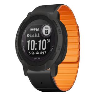 For Garmin Instinct 2 / Instinct  Dual Color Magnetic Quick Release 22mm Silicone Watch Band(Black+Orange)