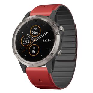 For Garmin Fenix 5 / Fenix 5 Plus Dual Color Magnetic Quick Release 22mm Silicone Watch Band(Red+Black)