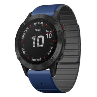 For Garmin Fenix 6 / Fenix 6 Pro Dual Color Magnetic Quick Release 22mm Silicone Watch Band(Dark Blue+Black)