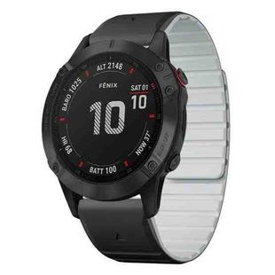 For Garmin Fenix 6 / Fenix 6 Pro Dual Color Magnetic Quick Release 22mm Silicone Watch Band(Black+Gray)