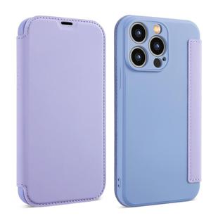 For iPhone 16 Pro Max Imitate Liquid Skin Feel Leather Phone Case with Card Slots(Purple)