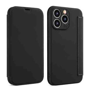 For iPhone 16 Pro Max Imitate Liquid Skin Feel Leather Phone Case with Card Slots(Black)