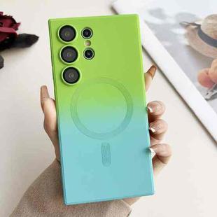 For Samsung Galaxy S25 5G Liquid TPU Silicone Gradient MagSafe Phone Case(Green Blue Gradient)