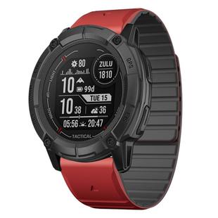 For Garmin Instinct 2X Dual Color Magnetic Quick Release 26mm Silicone Watch Band(Red+Black)