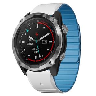 For Garmin Descent MK1 / MK2 / MK2i Dual Color Magnetic Quick Release 26mm Silicone Watch Band(White+Sky Blue)