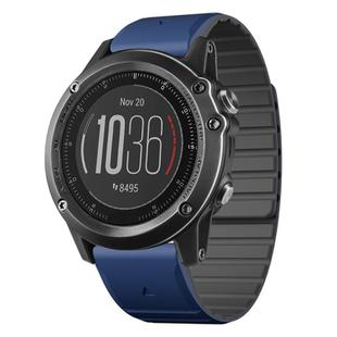 For Garmin Fenix 3 / Fenix 3 HR Dual Color Magnetic Quick Release 26mm Silicone Watch Band(Dark Blue+Black)