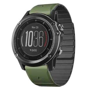 For Garmin Fenix 3 / Fenix 3 HR Dual Color Magnetic Quick Release 26mm Silicone Watch Band(Green+Black)