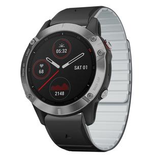 For Garmin Fenix 5X / Fenix 5X Plus Dual Color Magnetic Quick Release 26mm Silicone Watch Band(Black+Gray)