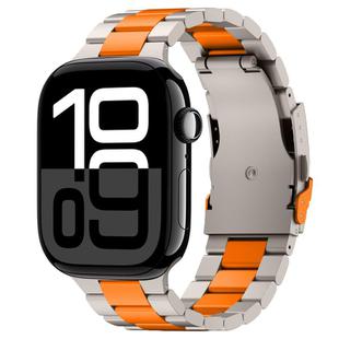 For Apple Watch Series 10 46mm Three Beads Titanium Alloy Metal Watch Band(Titanium Orange)