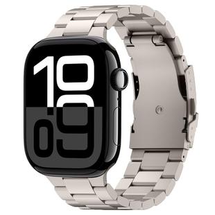 For Apple Watch Series 10 42mm Three Beads Titanium Alloy Metal Watch Band(Titanium Color)