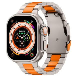 For Apple Watch Ultra 2 49mm Three Beads Titanium Alloy Metal Watch Band(Titanium Orange)