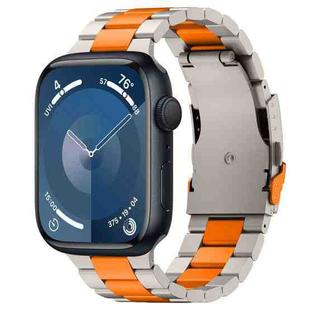 For Apple Watch Series 9 45mm Three Beads Titanium Alloy Metal Watch Band(Titanium Orange)