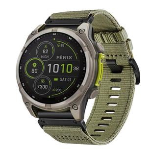 For Garmin Fenix 8 MIP 47mm Nylon Canvas Quick Release 22mm Watch Band(Olive Green)