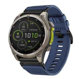 For Garmin Fenix 8 MIP 47mm Nylon Canvas Quick Release 22mm Watch Band(Blue)