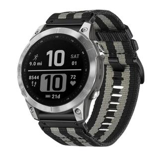 For Garmin Fenix 7 Pro Nylon Canvas Quick Release 22mm Watch Band(Black Gray)