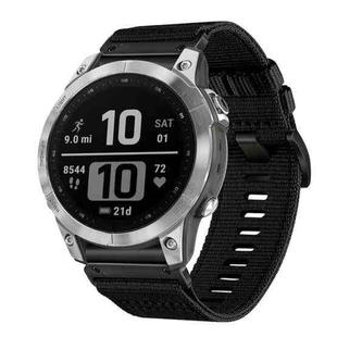 For Garmin Fenix 7 Pro Nylon Canvas Quick Release 22mm Watch Band(Black)