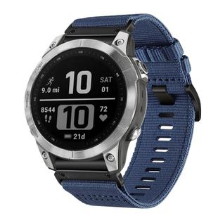 For Garmin Fenix 7 Pro Nylon Canvas Quick Release 22mm Watch Band(Blue)