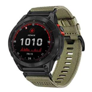 For Garmin Fenix 7 Solar Nylon Canvas Quick Release 22mm Watch Band(Olive Green)