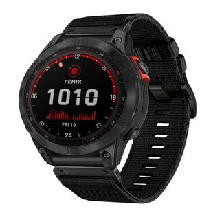 For Garmin Fenix 7 Solar Nylon Canvas Quick Release 22mm Watch Band(Black)