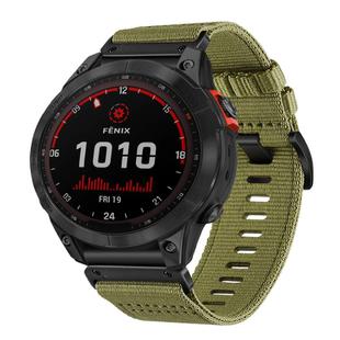 For Garmin Fenix 7 Sapphire Solar Nylon Canvas Quick Release 22mm Watch Band(Army Green)