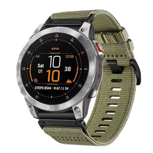 For Garmin EPIX Gen 2 / EPIX Pro Gen 2 Nylon Canvas Quick Release 22mm Watch Band(Olive Green)