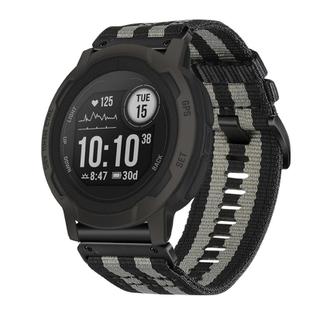 For Garmin Instinct / Instinct 2 Nylon Canvas Quick Release 22mm Watch Band(Black Gray)