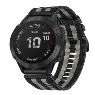 For Garmin Fenix 6 GPS / 6 Pro GPS Nylon Canvas Quick Release 22mm Watch Band(Black Gray)